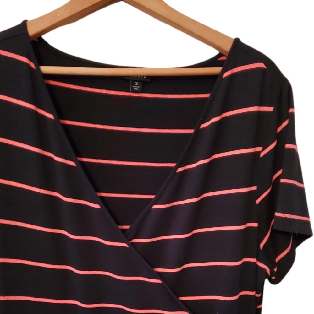 Torrid Wrap Dress Black with Hot Pink Stripes Size 3 - Picture 2 of 5
